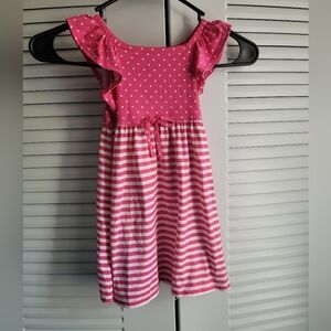 Pink Polka Dot and Striped Kids Dress Size 3t